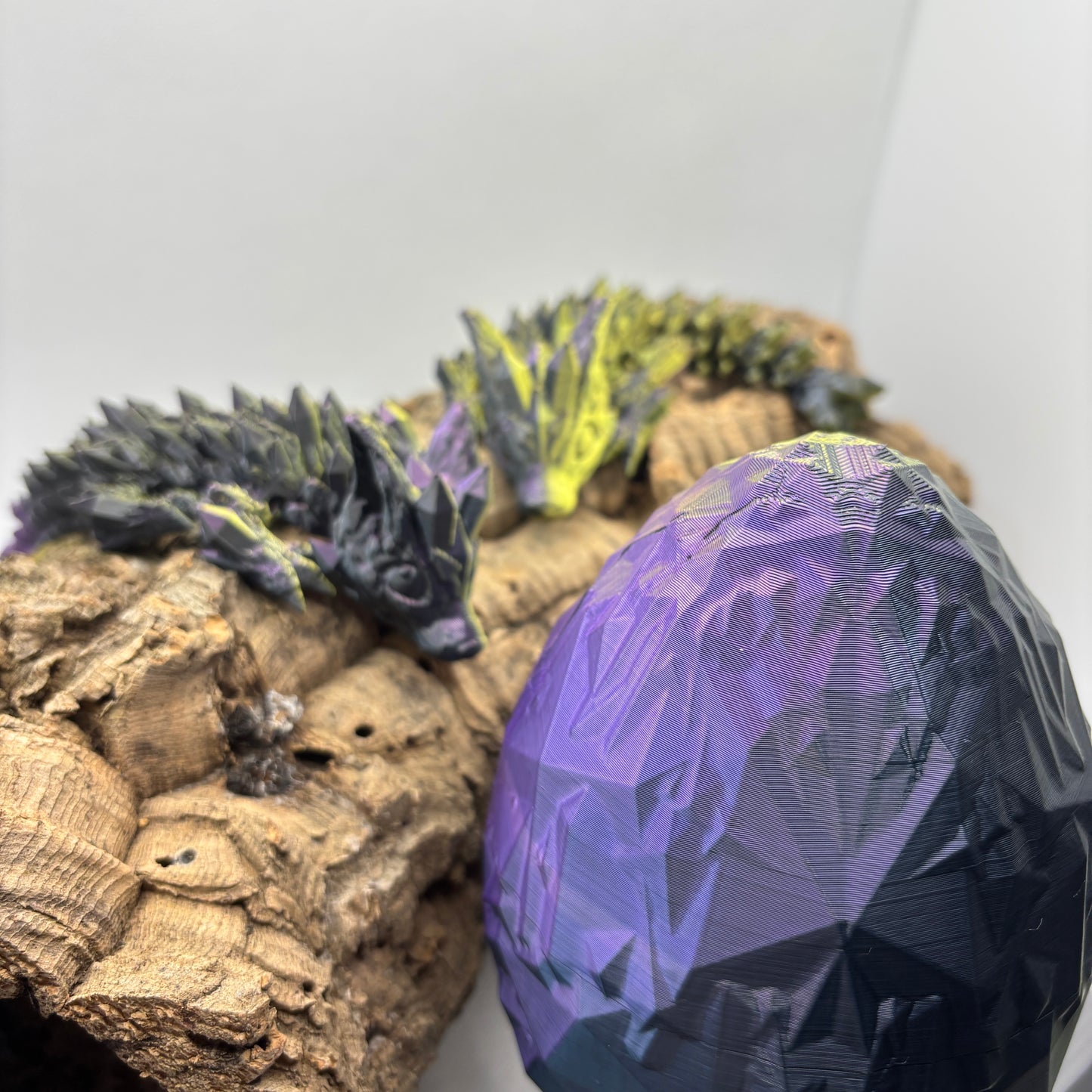 Baby Crystal Wolf Dragon und Crystalited Egg( Kristallei) – 3D-gedruckter Kristalldrache im Drachenei