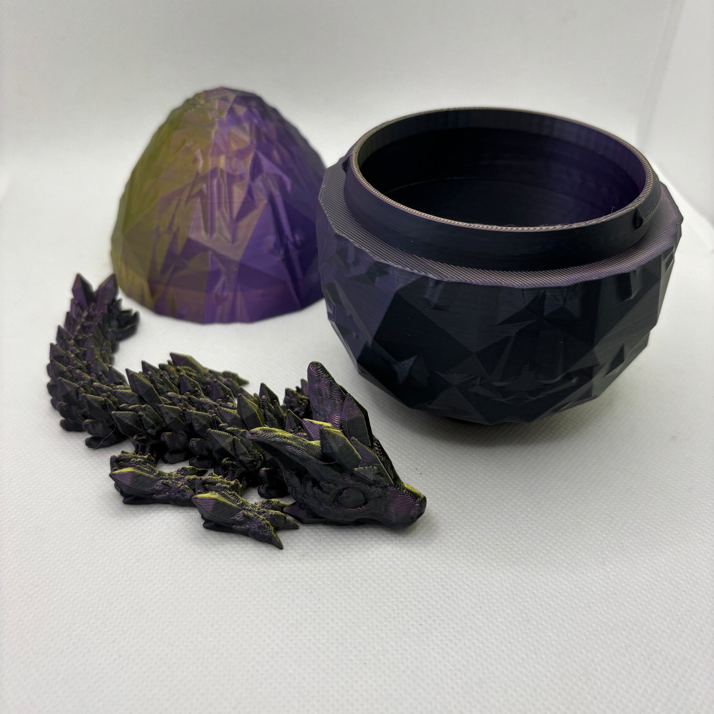 Baby Crystal Wolf Dragon und Crystalited Egg( Kristallei) – 3D-gedruckter Kristalldrache im Drachenei