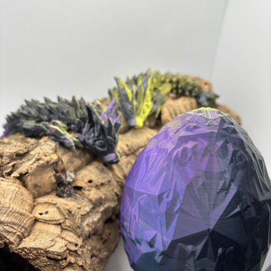 Baby Crystal Wolf Dragon und Crystalited Egg( Kristallei) – 3D-gedruckter Kristalldrache im Drachenei