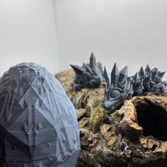 Baby Crystal Dragon und Crystalited Egg( Kristallei) – 3D-gedruckter Kristalldrache im Drachenei (Kopie)